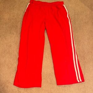 Women’s Red Track Pants with White Side Stripes
